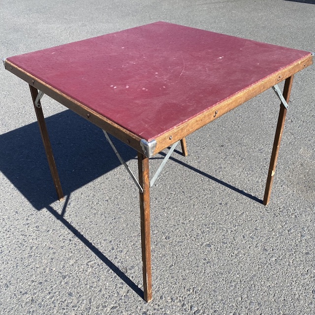 TABLE, Card Table - Vintage Red Vinyl
